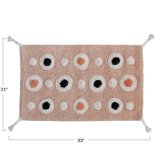 Hello Honey® Boho Cotton Tufted Circle Pattern Bath Mat with Tassels, 3ft. x 2ft.
